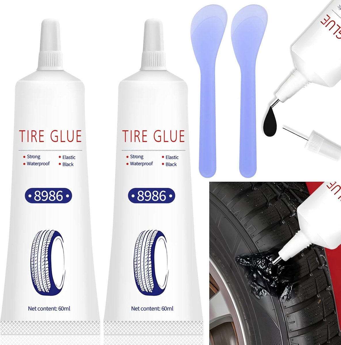 120ml bandenlijm, rubberlijm, bandenreparatieset, velgreparatieset, autoband reparatieset, lekbandmiddel voor auto/motor/fiets, repareert snel bandenscheuren, gaten
