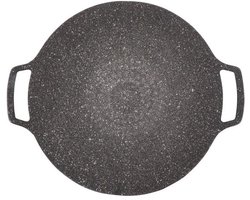 Luocute Koreaanse BBQ-plaat, Ronde Grillpan met Anti-aanbaklaag en Constructie van Aluminiumlegering en Hoge Warmtegeleiding, Compatibel voor Buitenkamperen (Universeel Type 30cm)