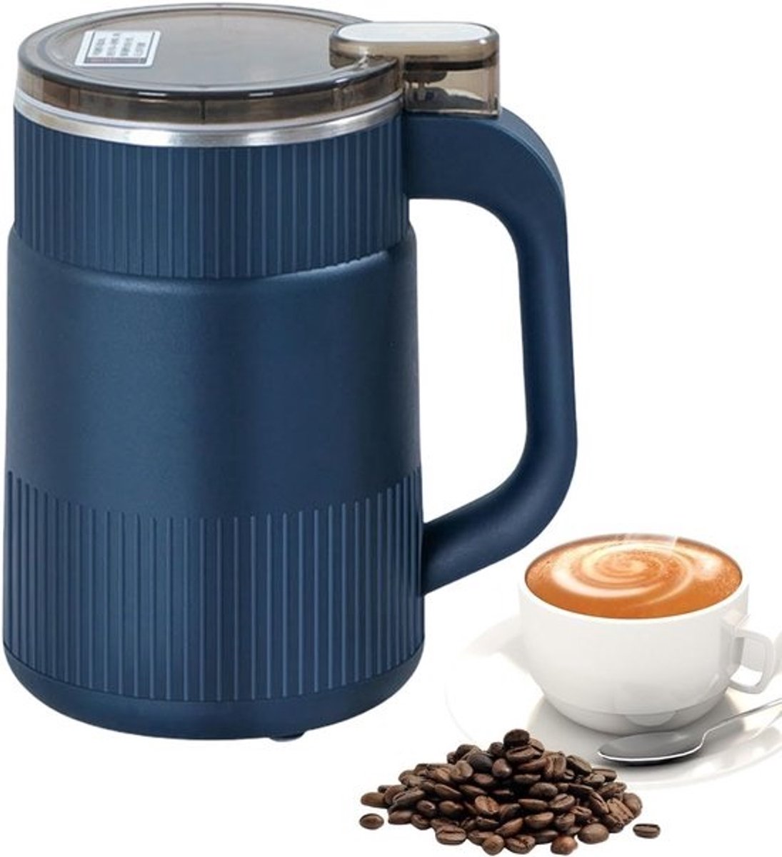 Koffiemolen Elektrisch - Bonenmaler Specerijen - Verse Koffie - Stille Werking - 17 x 11 cm - Zilver