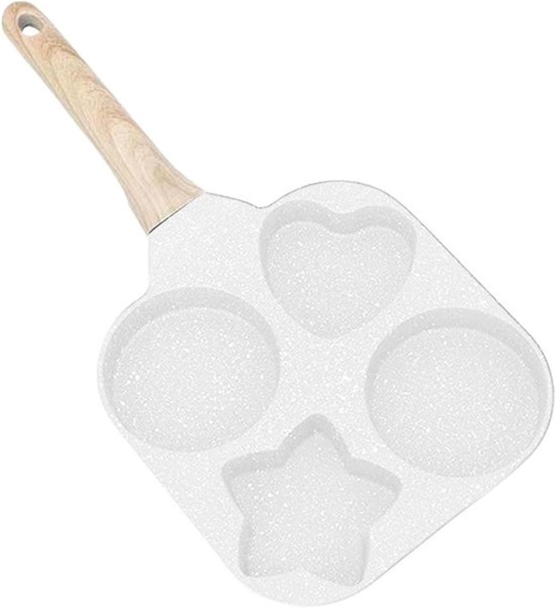 Eierpan met vormen - Ontbijtpan - Ontbijt maken - Vierdelige vormgeving - 18 cm - Wit