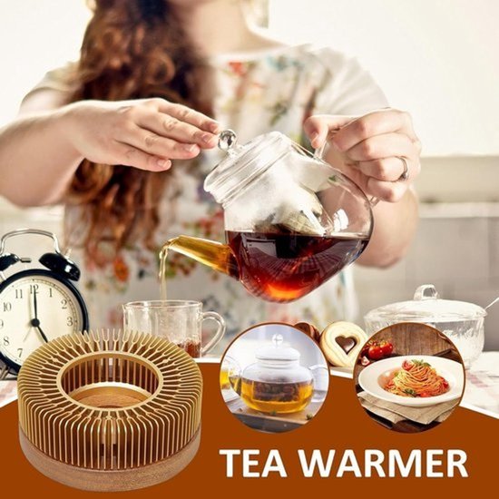 Theepot Warmer - Drank Standaard - Thee Warm Houden - Hittebestendige Structuur - 15 cm Diameter - Champagne Goud — afbeelding 2