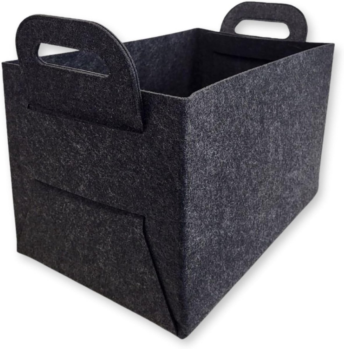 1 x vilten mand 44 x 31 x 29 cm, opvouwbare opbergmand van vilt, flexibele multifunctionele mand voor brandhout, kranten, speelgoed, flessen en boeken, draagmand 20 kg draagkracht