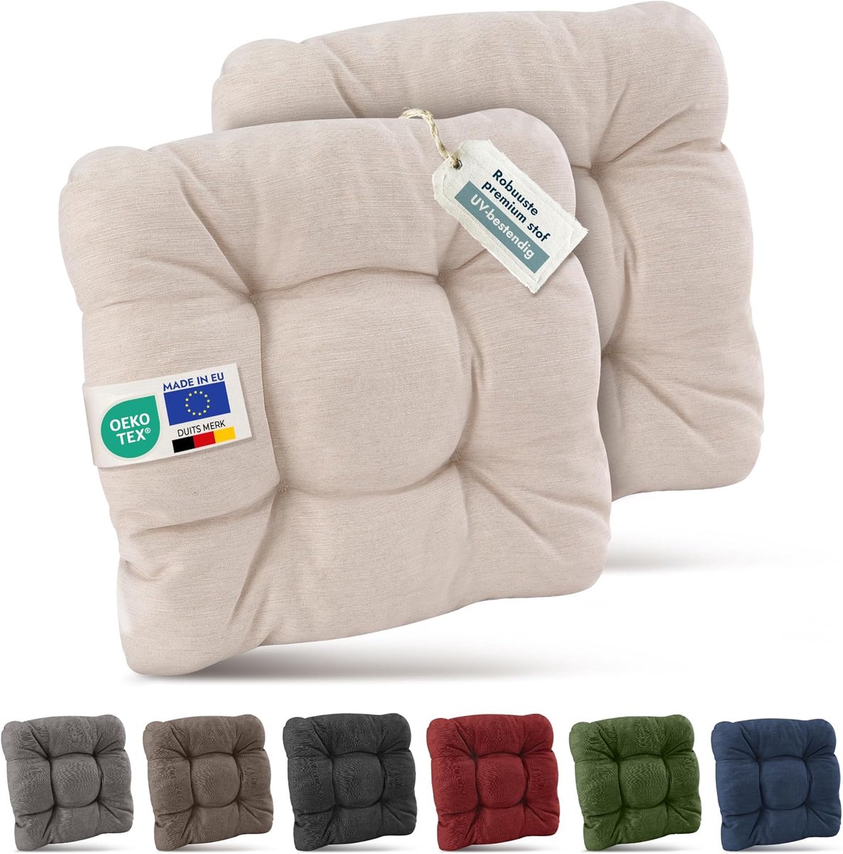 Set van 2 Premium Stoelkussen UV-bestendig Robuuste Zitkussen