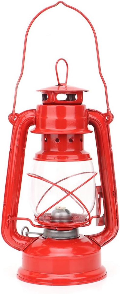 Olie lantaarn, vintage kerosine lamp ijzeren lantaarn olielamp Party Pub decoratie cadeau voor binnen en buiten, hangende olielamp(Rood)
