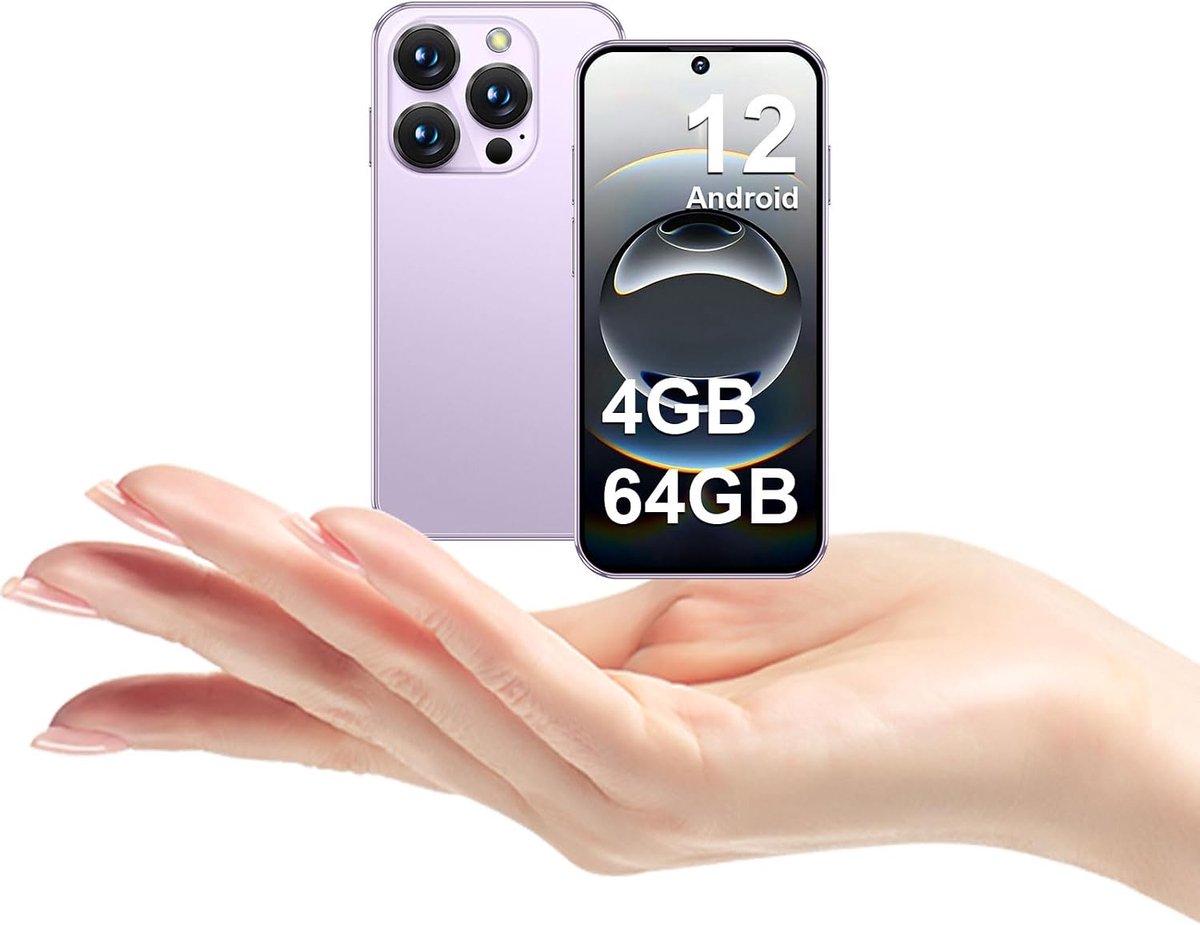 4G, ontgrendeld, 4 + 64 GB, met 3,88 inch HD-display, 2000 mAh batterij, 5 MP camera, ultradunne telefoon voor kinderen en studenten, licht en draagbaar (blauw)
