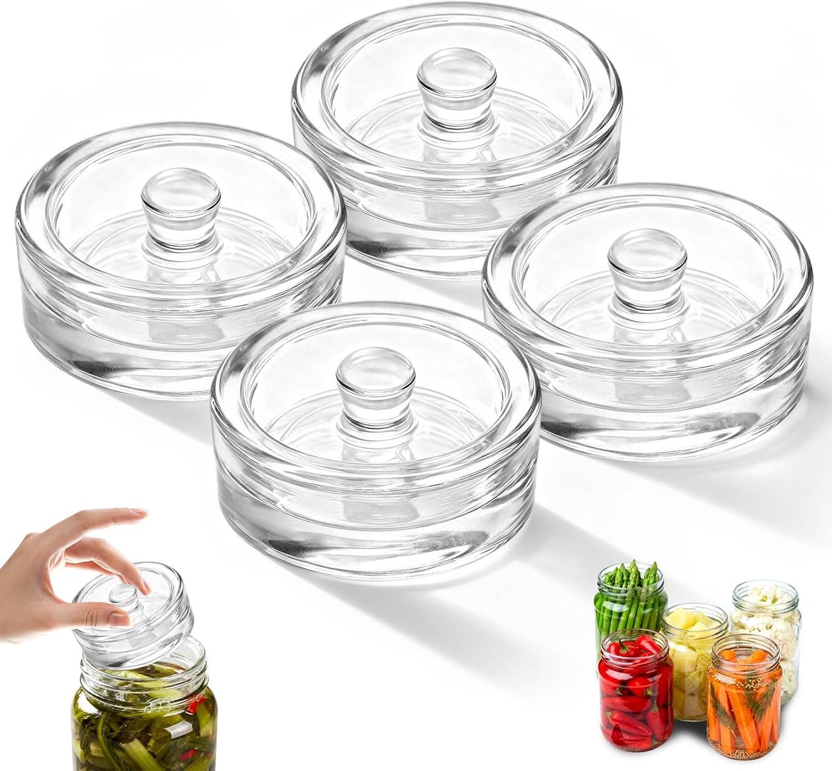 Set van 4 fermentatiegewichten (diameter 7 cm), accessoires voor gisting, gewicht voor gistpot, geschikt voor gemarineerde groenten en kimchi