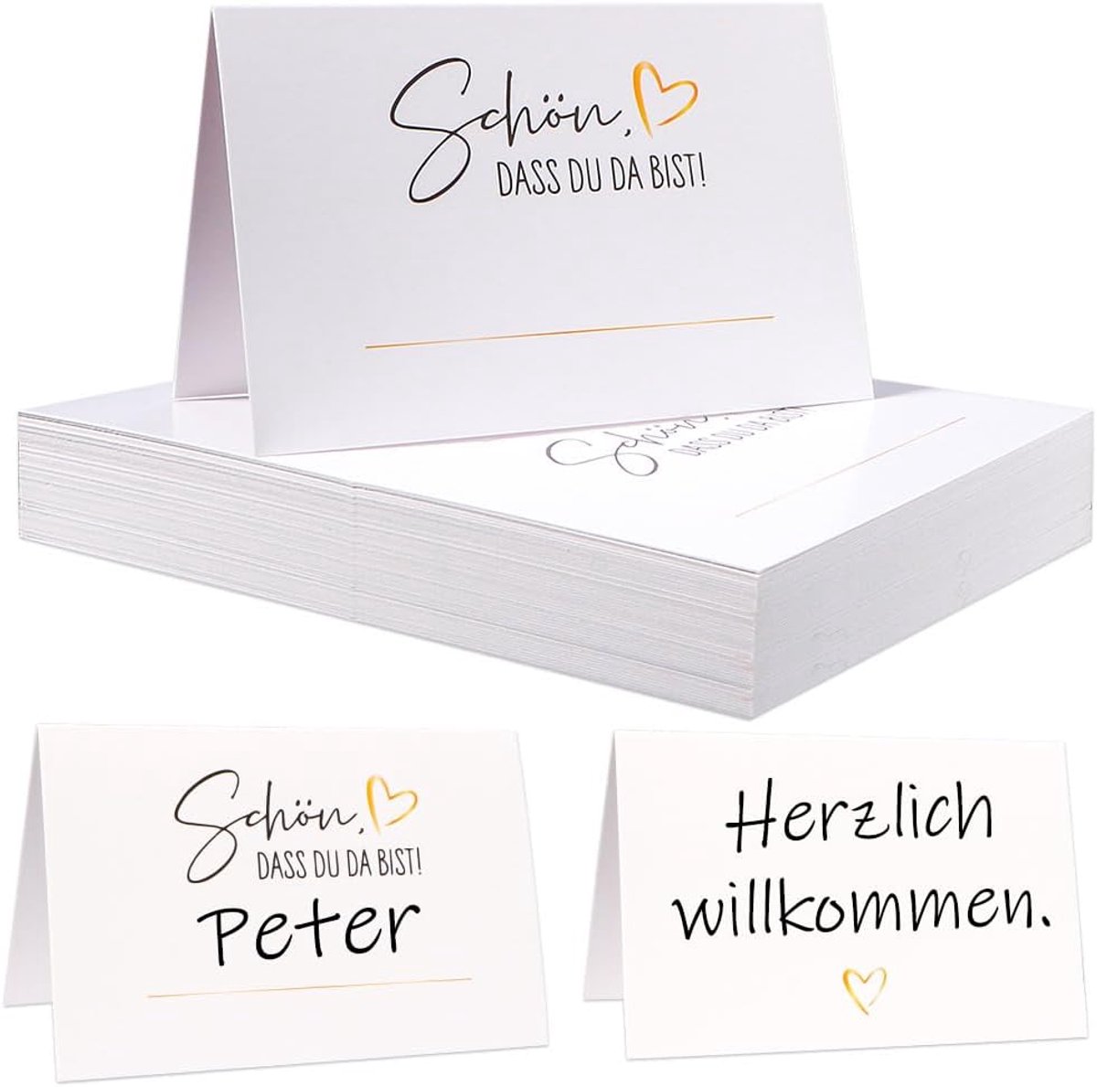 50 stuks tafelkaarten voor bruiloft, tafelkaarten, verjaardag, naambordjes, bruiloft, plaatskaarten, mooi Dass Du Da Bist, tafelkaarten, vormsel, communie, doop, tafelkaarten, bruiloftsdecoratie
