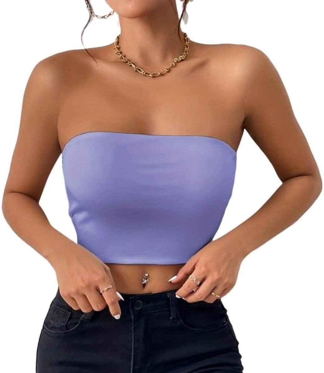 Top voor Vrouwen Zomer Strapless Crop Tops Sexy Mouwloze Bandeau Vest Topjes Zonder Vulling Dames Basic Rekbaar Slank Passend Rugloze Y2K Top Casual Uitgaansoutfit
