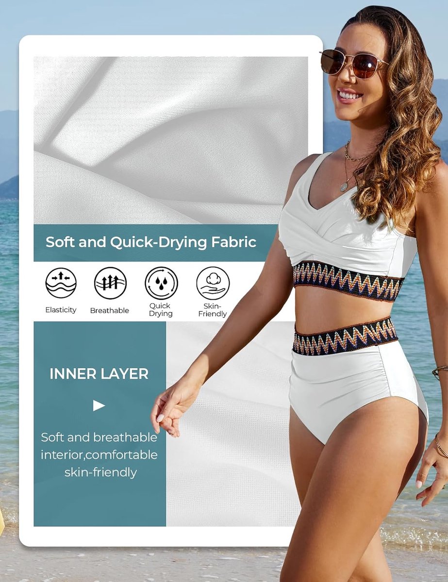 dames set hoge taille buikweg badpak tweedelig sexy V-hals push-up bikini kleurrijk gestreept badmode grote maten strand zwembad bikini