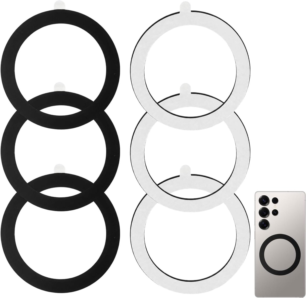6 stuks magnetische ringen, compatibel met magnetische oplader, universele ring, oplader, draadloos, ultradun, zelfklevend, voor iPhone/Samsung/telefoonhoesjes voor Android