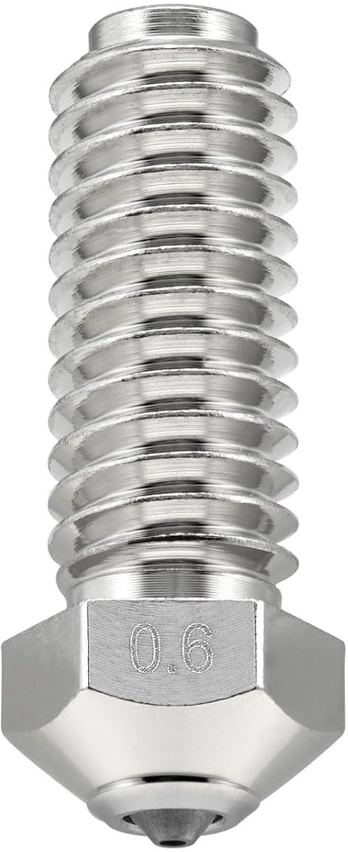 0,6 mm voor Anycubic Kobra 3 / Kobra S1 / Kobra S1 Combo 3D-printers, minder breekbaar, hoge thermische geleidbaarheid en slijtvastheid, behuizing van vernikkeld koper