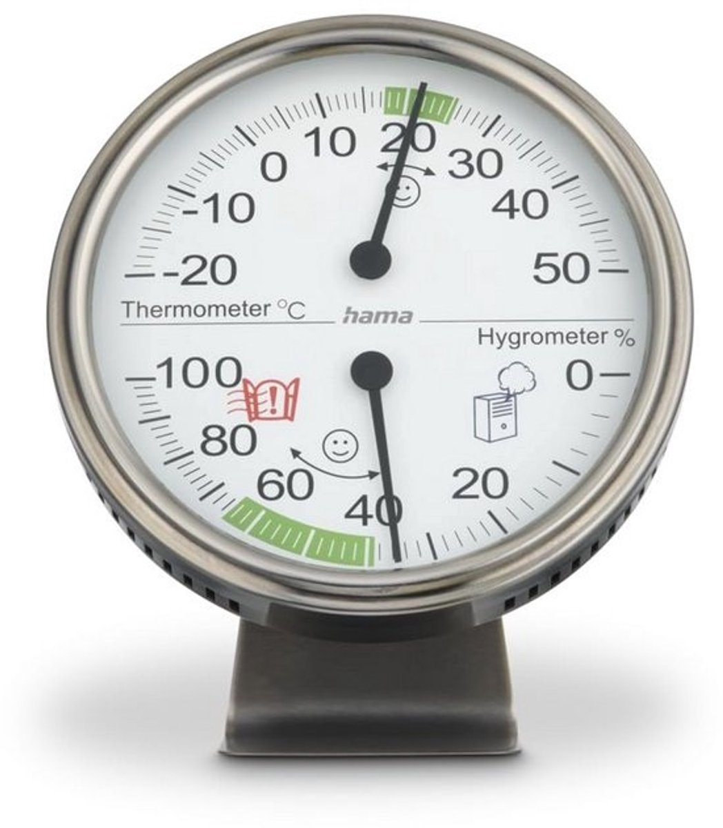Analoge Thermometer en Hygrometer voor Binnenklimaat Meten Ø 11 cm Zilverkleurig