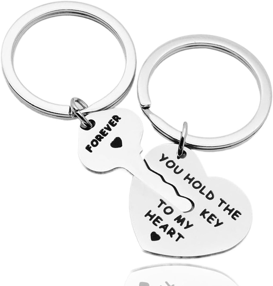 Sleutelhangers voor koppels, sleutelhanger, partner, hart, sleutel tot hart, sleutelring voor koppels/geliefden in set, geluk, cadeau, jubileum, bruiloft, liefde
