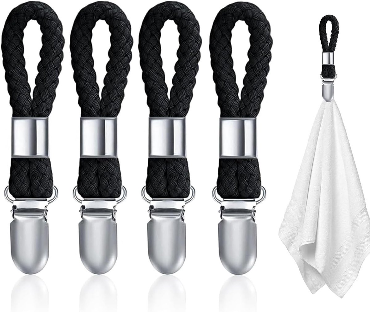 Hanging Towel Clips Set van 4, Ideaal voor Keuken en Badkamer, Perfect voor Theedoeken, Strandlakens en Kleding met Handige Ophanglus