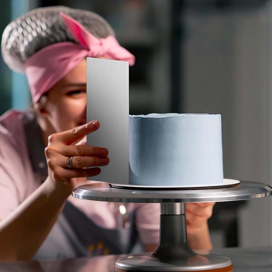 3 stuks taartspatel, taartschraper van roestvrij staal, stijltang voor botercrème, taartspatel, kam, taartranden, glazuurspatel, 3 vormen voor knutselen, botercrème — afbeelding 3