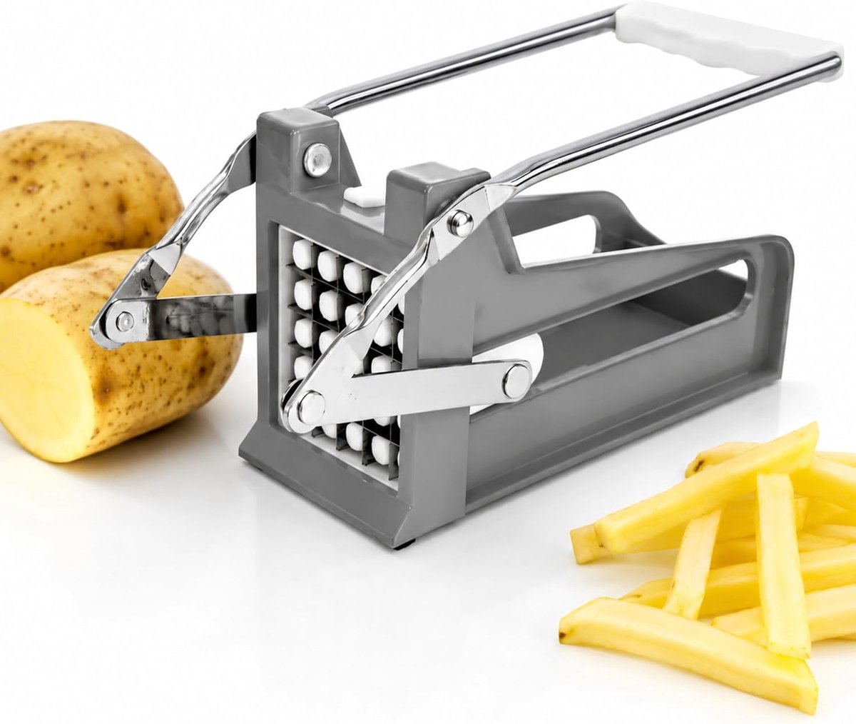 Handmatige Frietsnijder met 2 Verwisselbare Messen – Aardappel- en Groentesnijder – Snel Snijden in Staafjes – 22,5 x 9,3 x 9,8 cm - 2 Messen