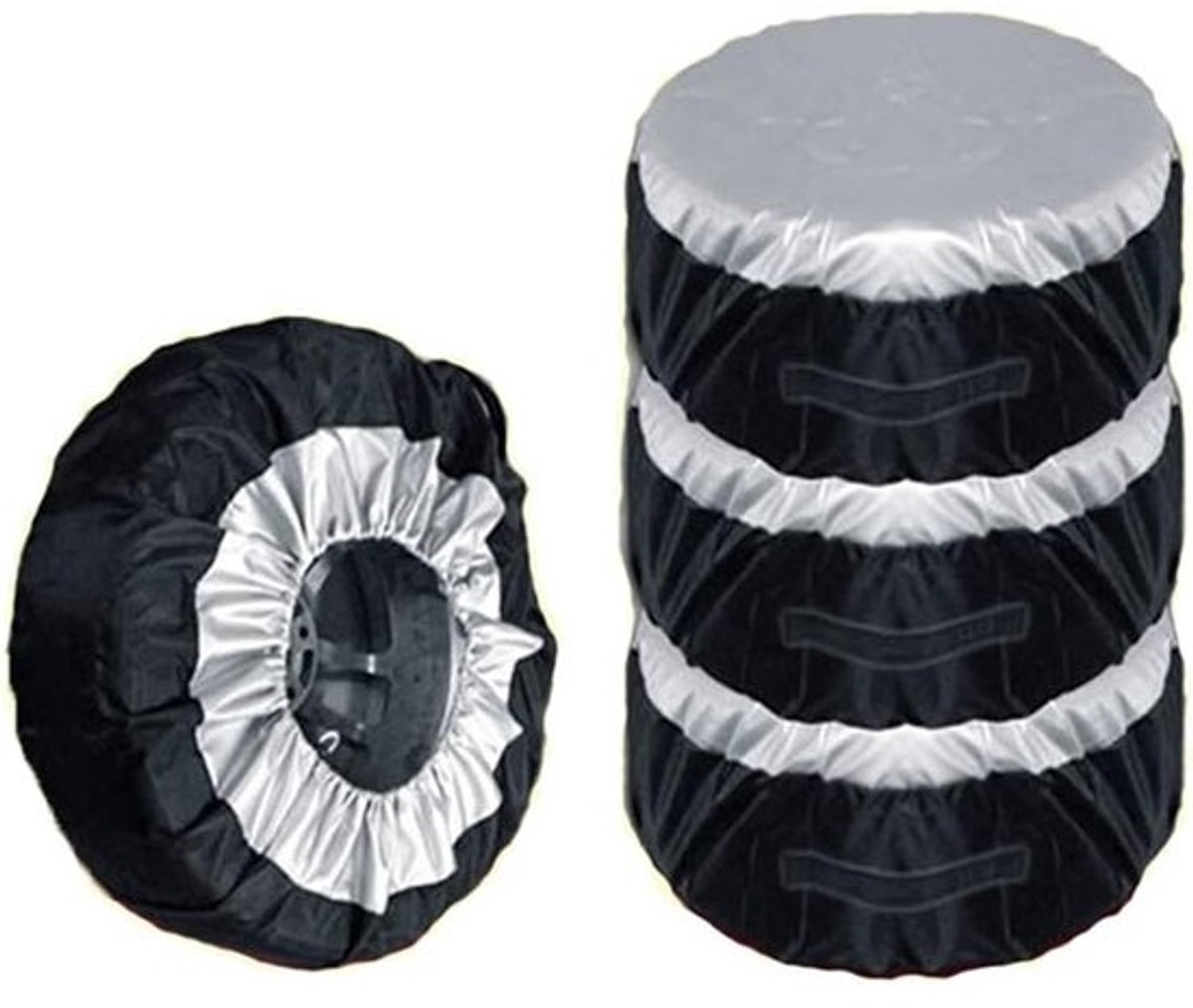 Reservewielhoezen Set - Bandenbeschermers - Banden Opslag - Waterdicht Oxford Materiaal - 13-18 Inch - Zwart Rood