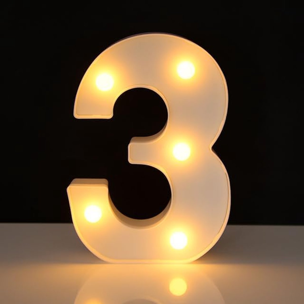 Lichtgevende Cijfer 3-16 cm - Wit - LED