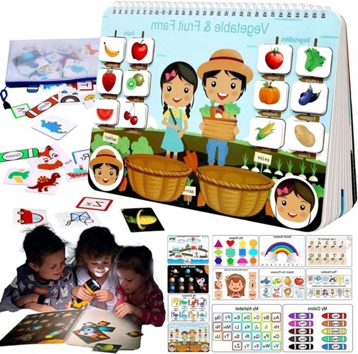Peuter Werkboek - Educatief Leerboek - Ontwikkeling Stimuleren - 12 Thema's - 32 x 24 cm - Multicolor