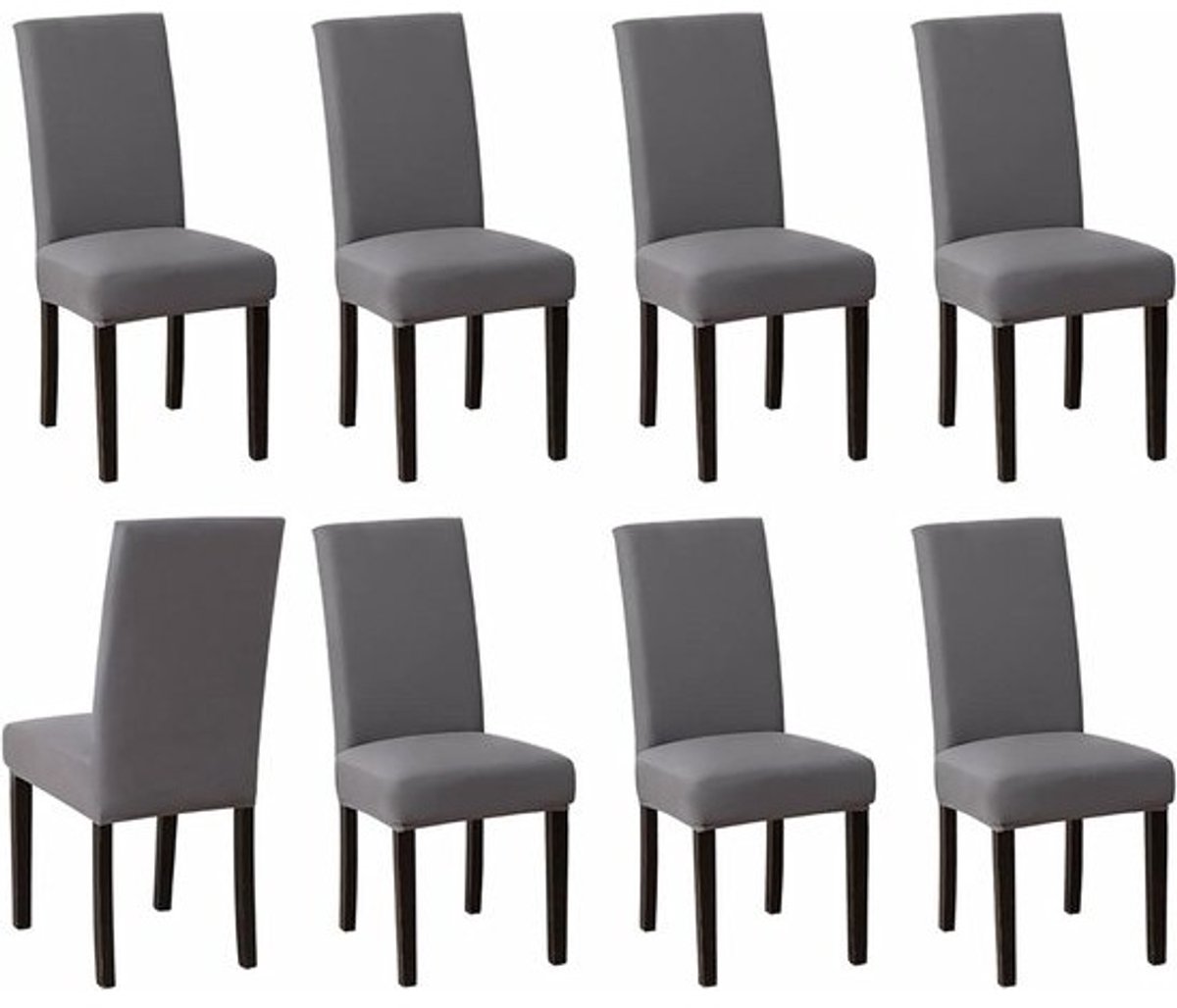 Stoelhoezen - Meubelbeschermers - Eetkamer Decoratie - Hoge Stretch Stof - Set van 8 - Grijs