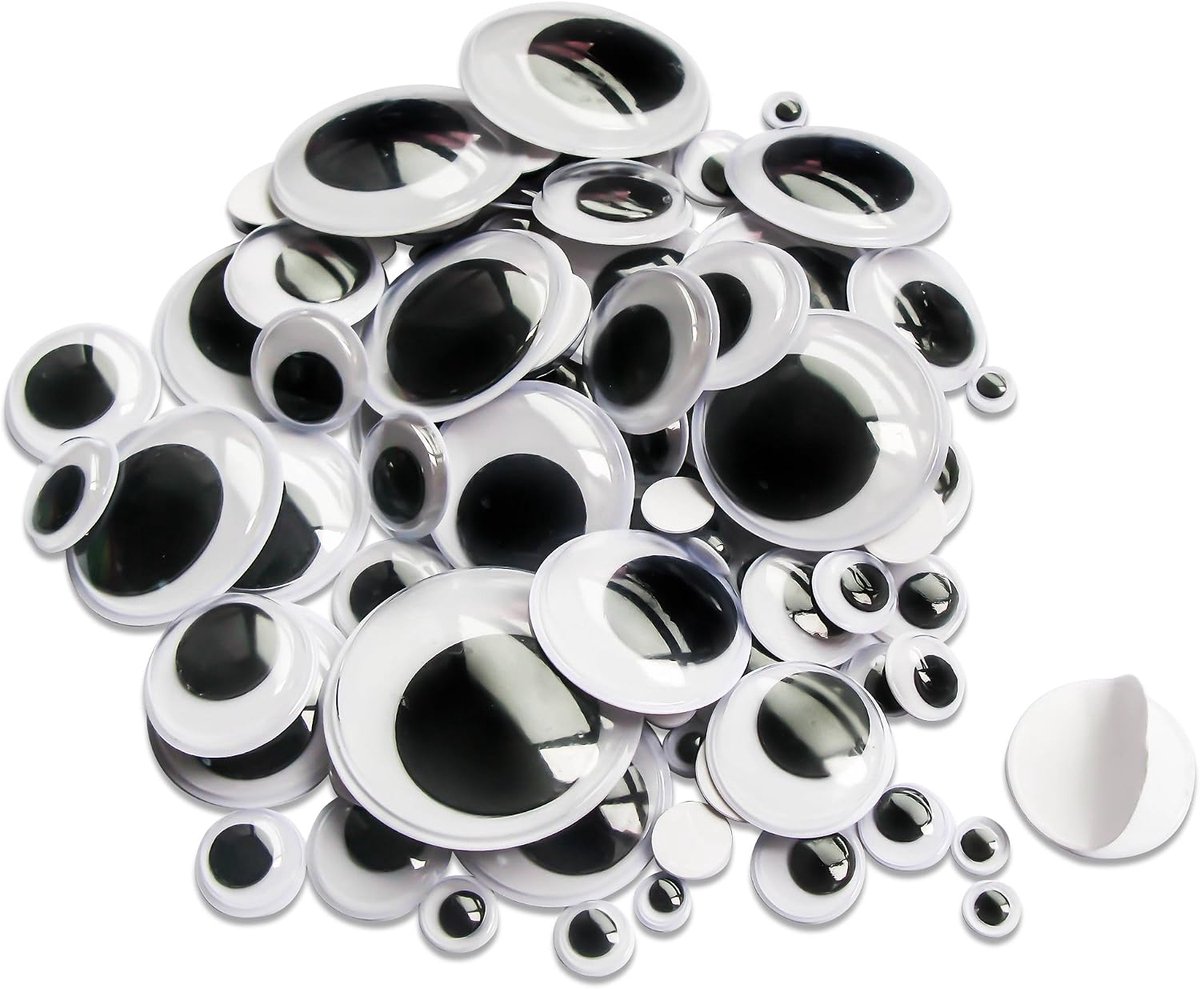 100 stuks Zelfklevende Wiebelogen Rond Zwart Wit 6 tot 35 mm Googly Eyes Kunststof Ogen voor Scrapbooking Kunsthandwerk Accessoires