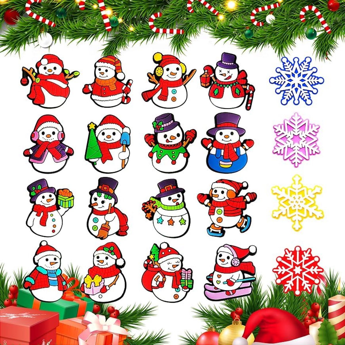 20 STKS Schoenen Decoratie Charms -Sneeuwman, Medium, Siliconen