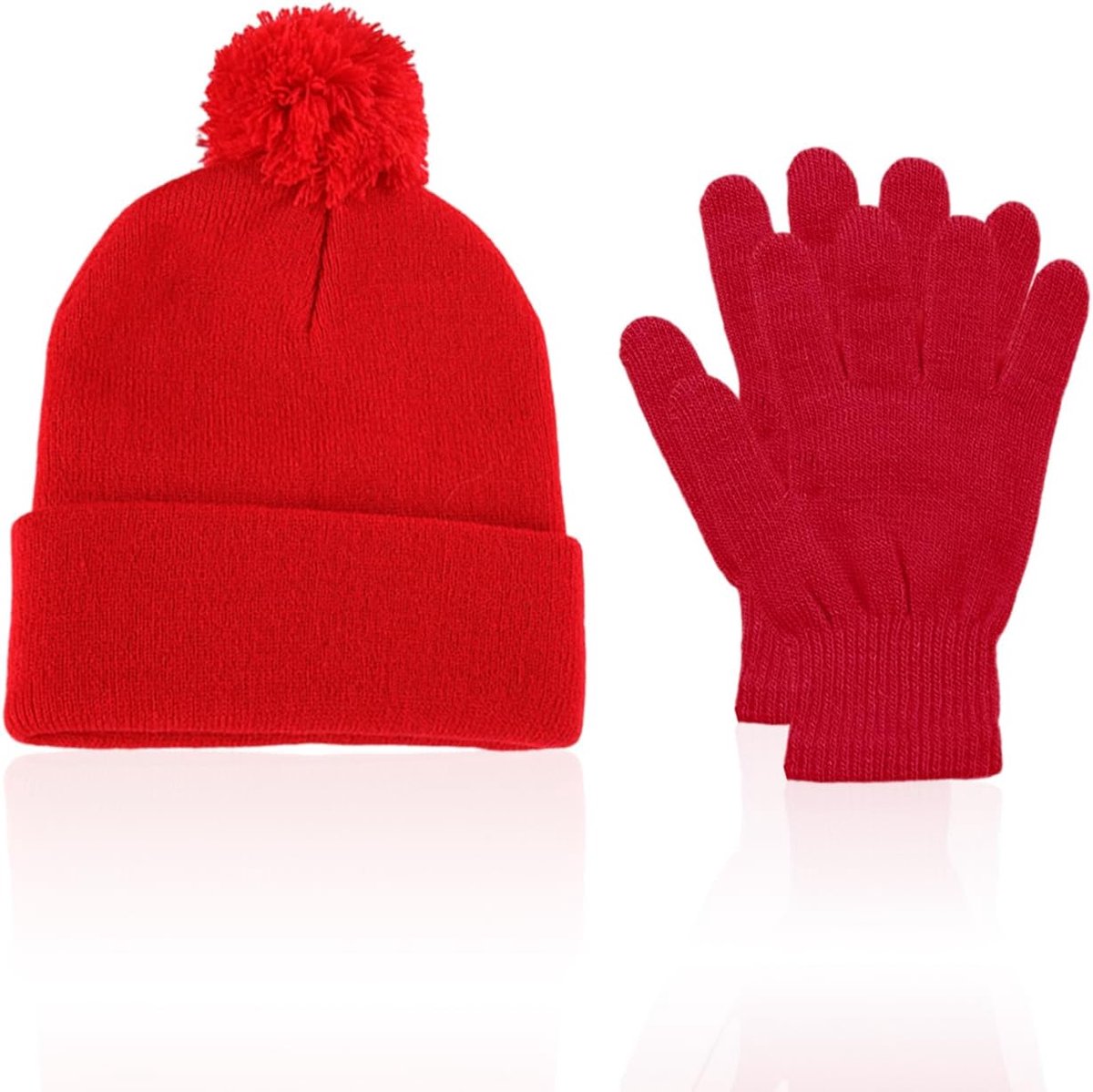 Handschoenen, warme winterverzorging, eenvoudige en veelzijdige muts, elastische en zachte handschoenen, fietshandschoenen, Rood, S/M