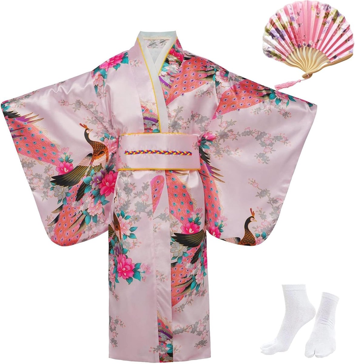 Kimono, vintage vintage meisjeskimono, traditionele kleding, zijden stof, robe, bruiloftskleding, party, performance jurk