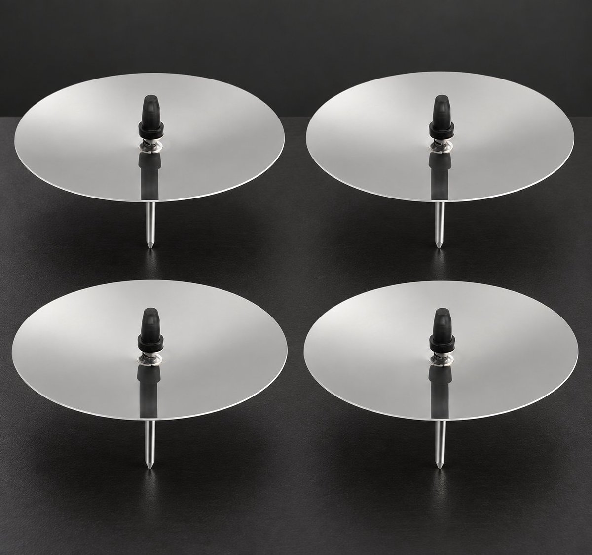 R&H® 4 x Adventskrans Stekers 5 cm Kaarsenhouder met Doorn, Universeel voor Kaarsen, Zilver