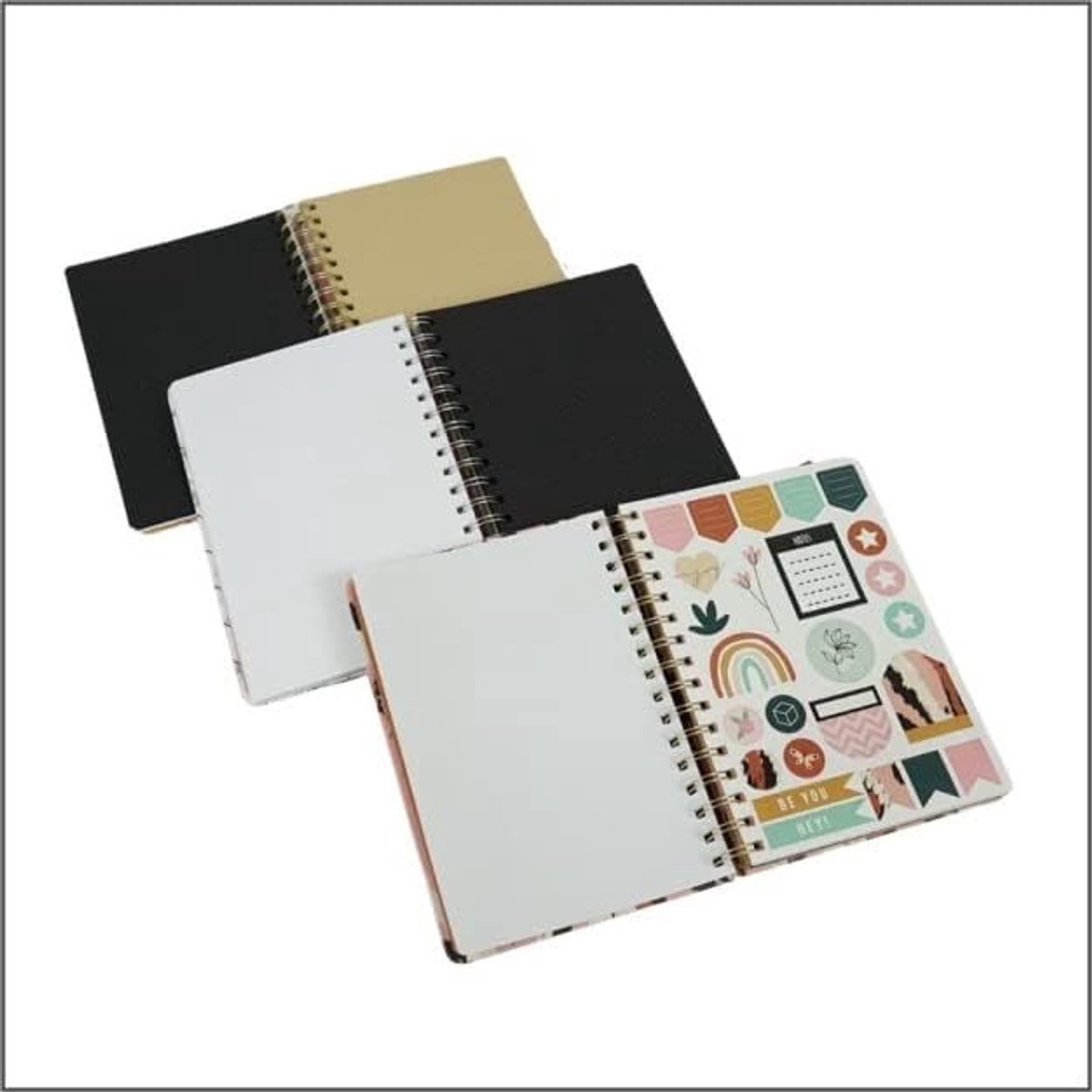 Bullet Journal - Notitie Boek - Ocre Flower - 78 pagina's - +2 sticker vellen - Elastiek - Hardcover - A5