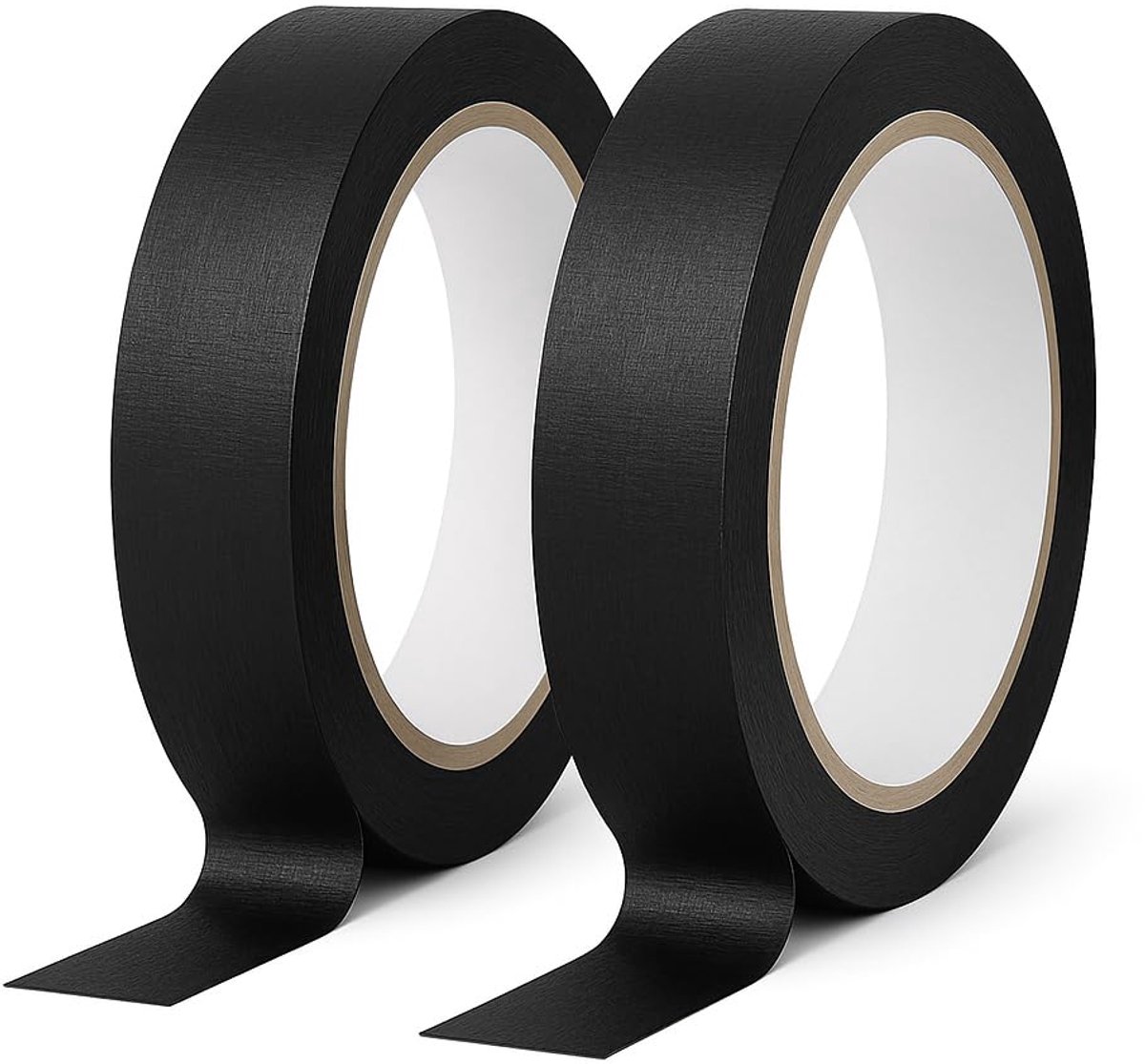 Zwart, 2 rollen, 20 mm x 50 m, afplakband voor schilderwerk, verwijderbaar zonder resten achter te laten, hittebestendig, uv-bestendig, voor binnen en buiten, lakwerk