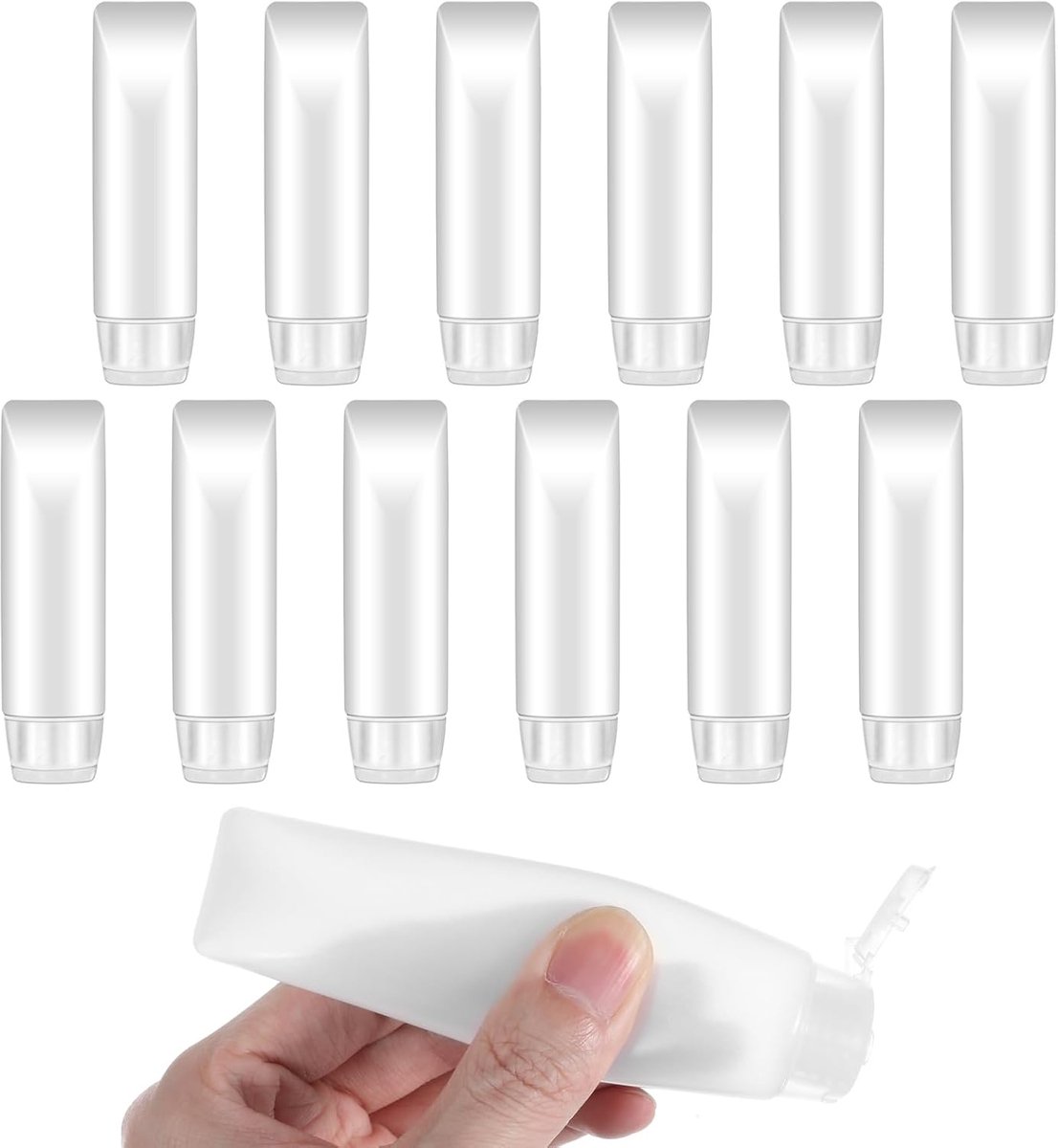 Set van 12 reisflessen, 30 ml, navulbare containers, cosmetica, lekvrije kleine reiscontainers voor spoeling, shampoo, douchegel, lotion