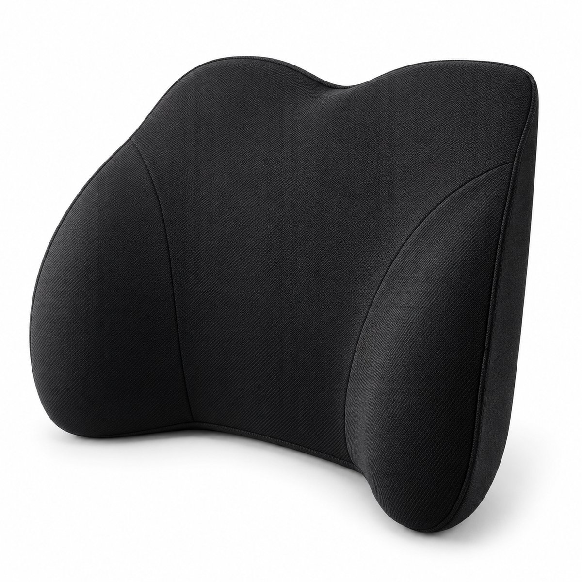 Rugsteun voor Bureaustoel & Auto – Ergonomisch Rugkussen met Traagschuim – Lendensteun met Verstelbare Band – 45 x 28 x 12 cm – Zwart