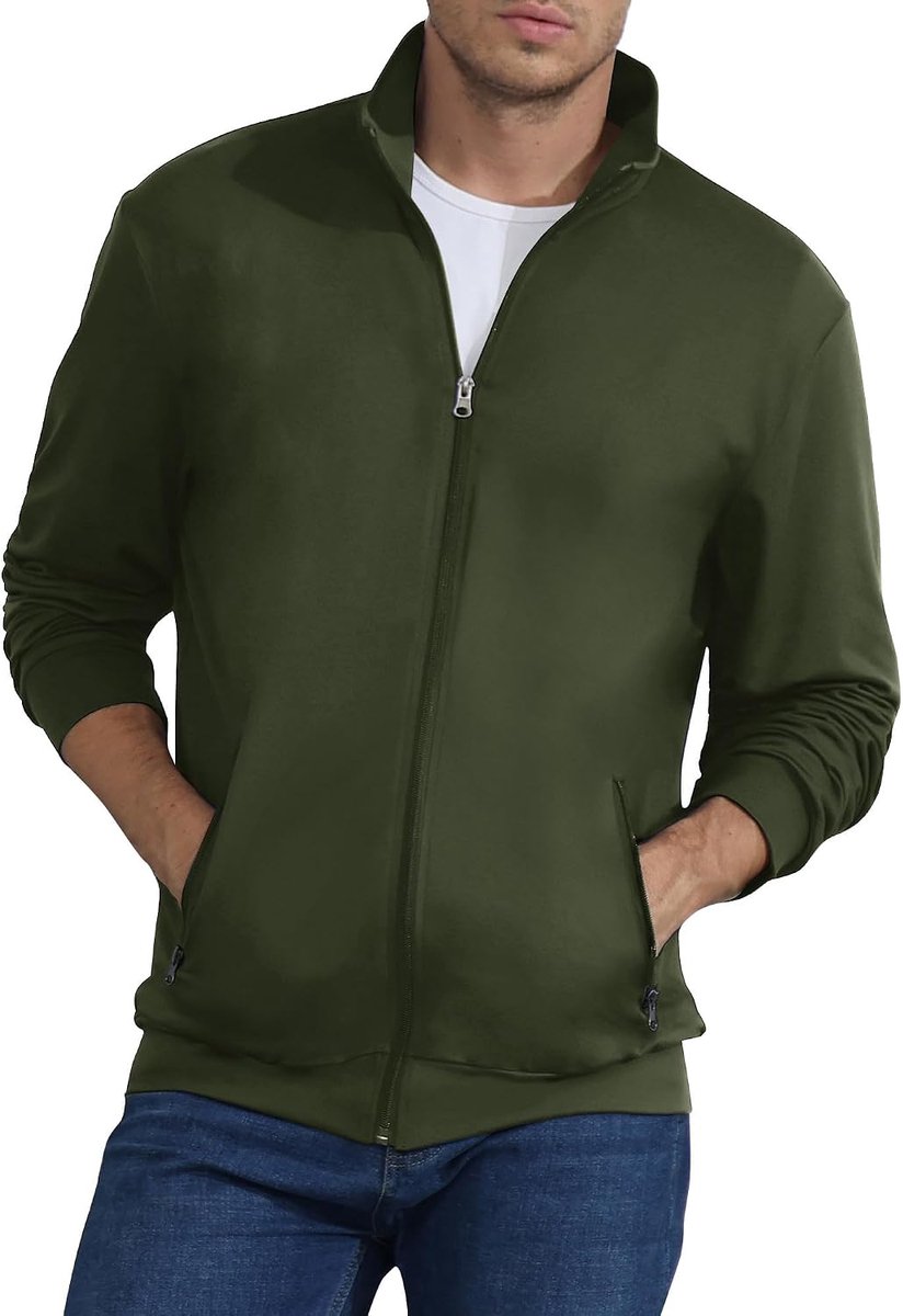 Heren Sweatshirt Volledige Zip Actieve Rekbare Jas Lichtgewicht Lange Mouw Jas