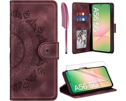 ivencase Hoes en beschermfolie, voor Samsung Galaxy A56 5G, wijnrood