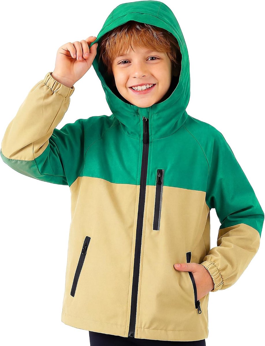 Waterdicht Winddicht Regenjas met Reflecterende Strepen en Capuchon Lichtgewicht Windbreaker Meisjes Functionele Bovenkleding School Kamperen voor Leeftijd 5-13