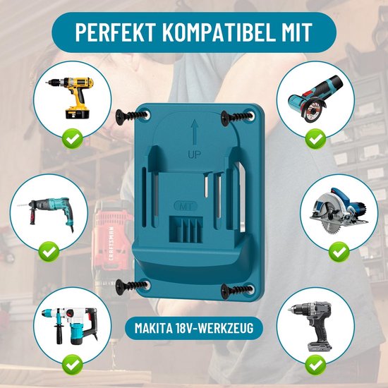 5 stuks wandhouder, gereedschapshouder voor Makita 18V accuschroevendraaier en elektrisch gereedschap, schroevendraaier-gereedschapshouder met 20 schroeven, voor werkplaats, garage, machine, 14,4-18 V — afbeelding 3