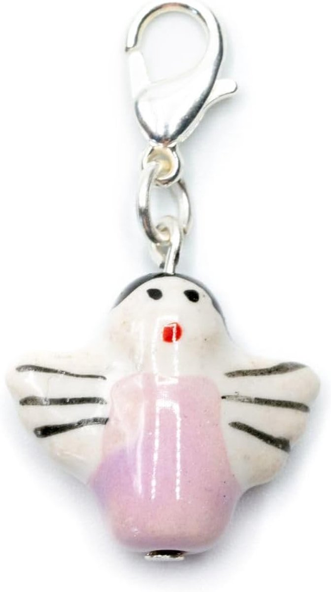 Charm Miniblings hanger engel Kerstmis keramiek paars wit
