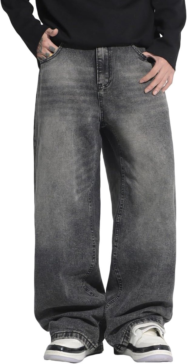 Jeans Vernielde Distressed Jeans Wijde Beenvorm Skater Jeans Y2K Denim Broek