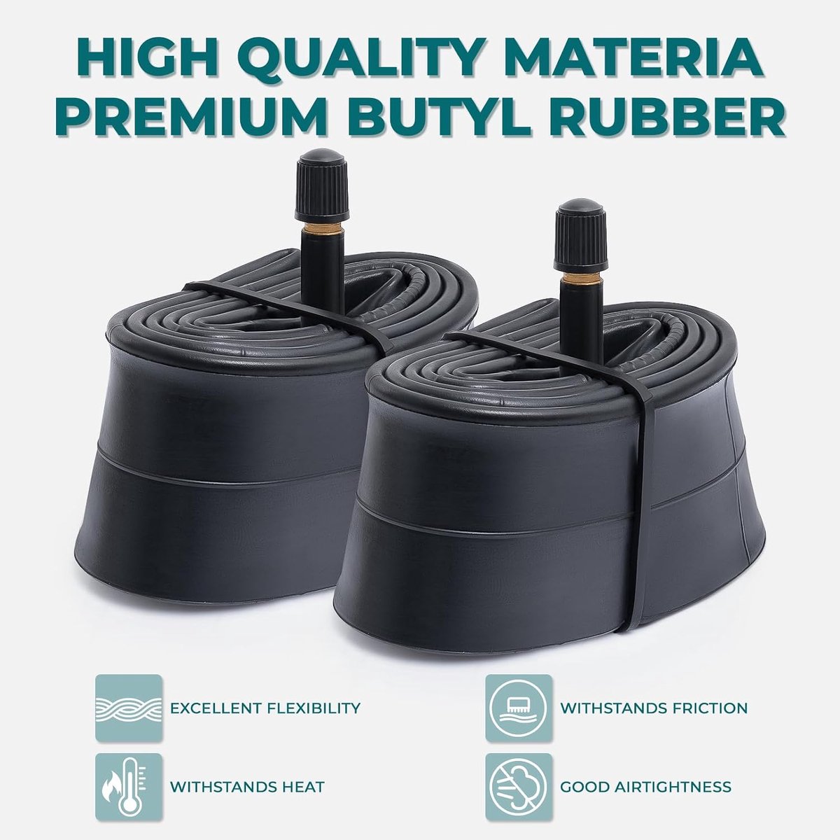 2 stuks, premium 12,5 x 1,75 / 1,95 / 2,10 / 2,125 / 2,25 fietsbanden, compatibel voor 12 x 1,75 tot 2,25 12 1/2 x 2 1/4 fietsband, met 32 mm Schrader-ventiel, butylrubber, gebruikt voor