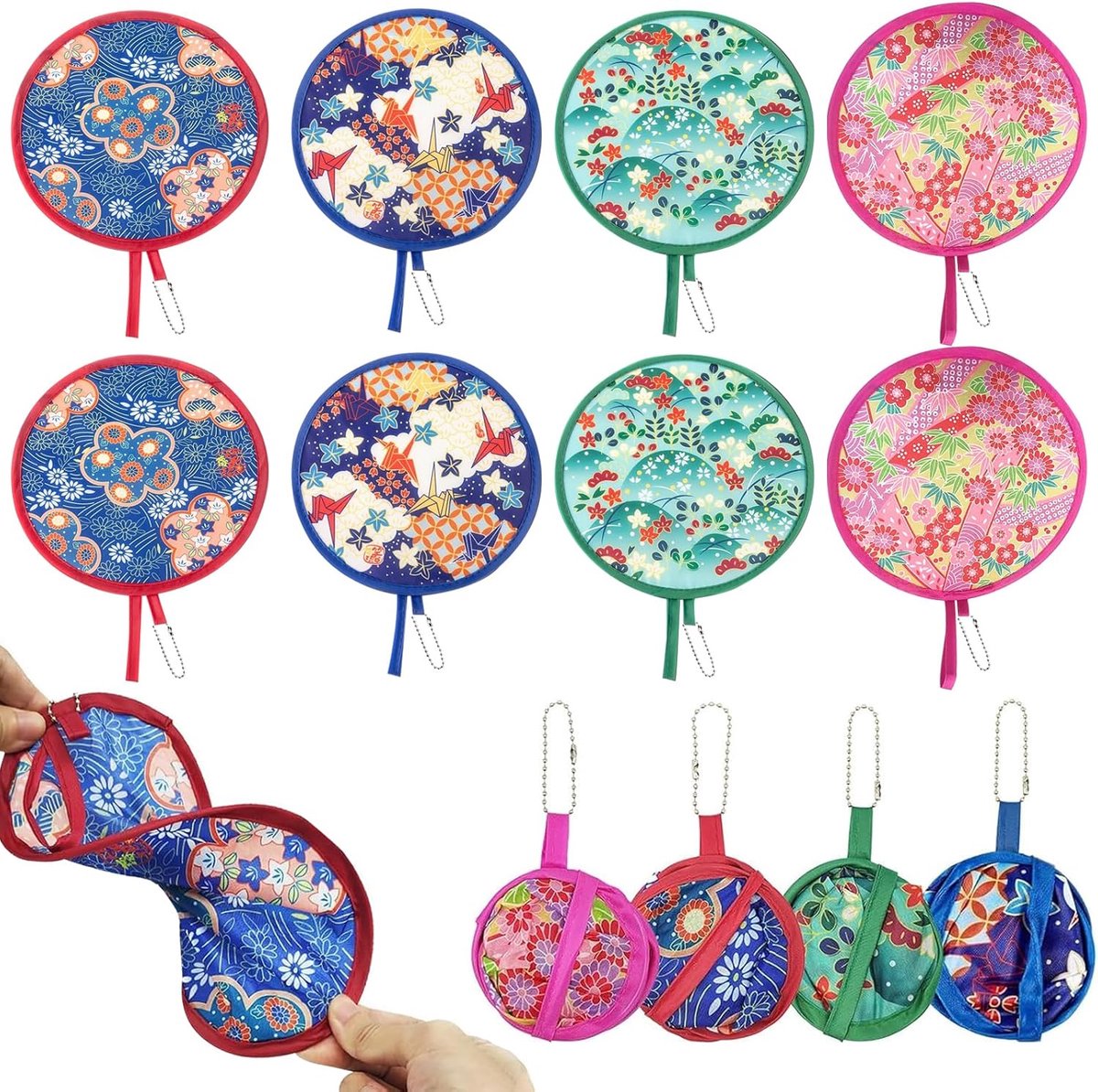 8 stuks vouwwaaiers in Japanse stijl ronde handwaaier draagbare ronde handwaaier ronde vouwwaaier met mooie patronen voor bruiloftsfeesten zomer kantoor thuis