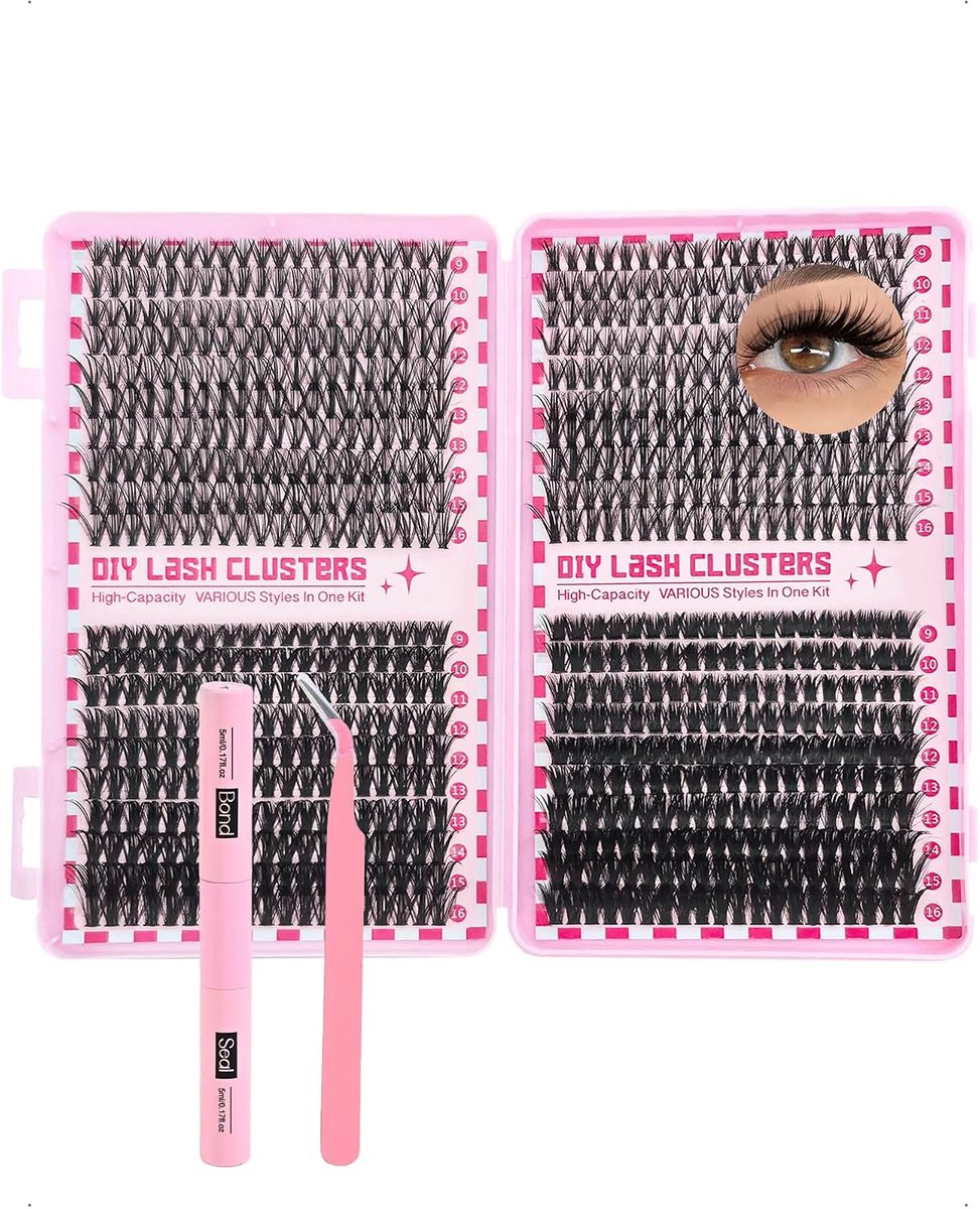 640 stuks wimperextensions set 30P 40P 50P 60P mix DIY wimperverlenging natuurlijke look cluster extensions 3 seconden lijm wimper set