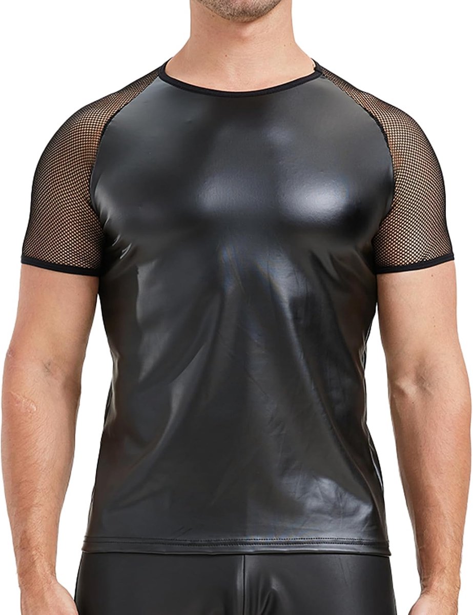 Kunstleer onderhemden voor heren, mouwloze tanktops, gespierde pasvorm, gilet tops, modieuze onderhemden
