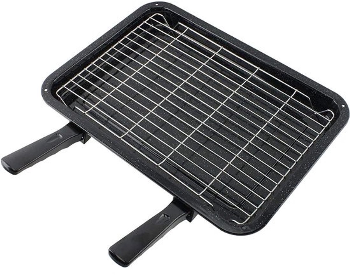 Grillpan met handgrepen - Bakplaat - Oven koken - Afneembare handgrepen - 41.5cm breed - Zwart