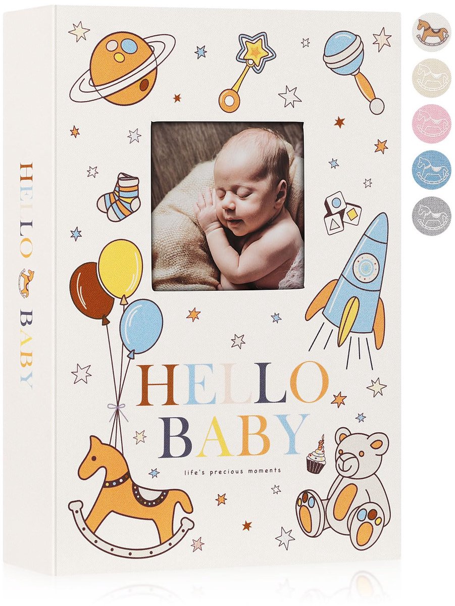 Dailygoods- Babyfotoalbum 10x15 300 Vakken - Linnen Kaft - Waterdicht - Zuurvrij - Notitiegedeelte - Elegante Omslag - Fotoboek