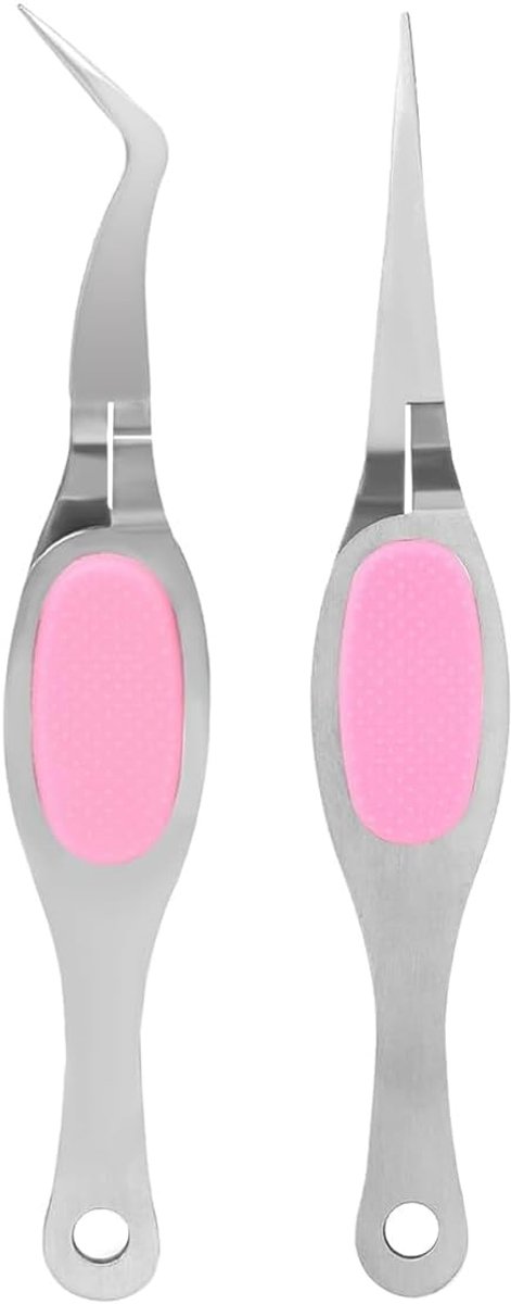 Dailygoods- Knutselpincetset - 2-delig - Gebogen/omgekeerd Pincet - Precisiepincet met Zachte Grip - Roestvrij Staal - Lichtgewicht en Duurzaam