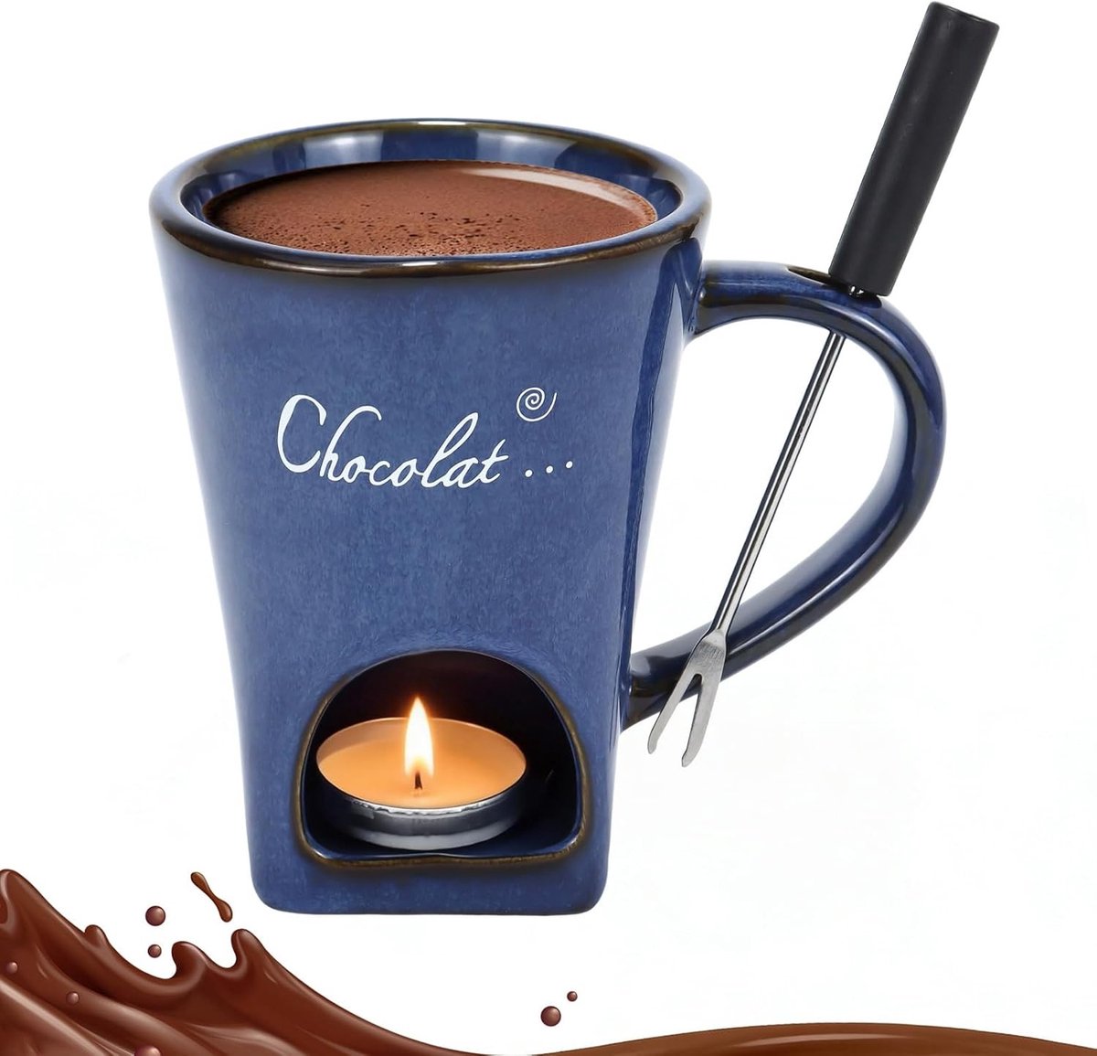 Chocoladefondue Mok - Wit - 130 ml - Keramisch - Voor Chocolade en Kaas