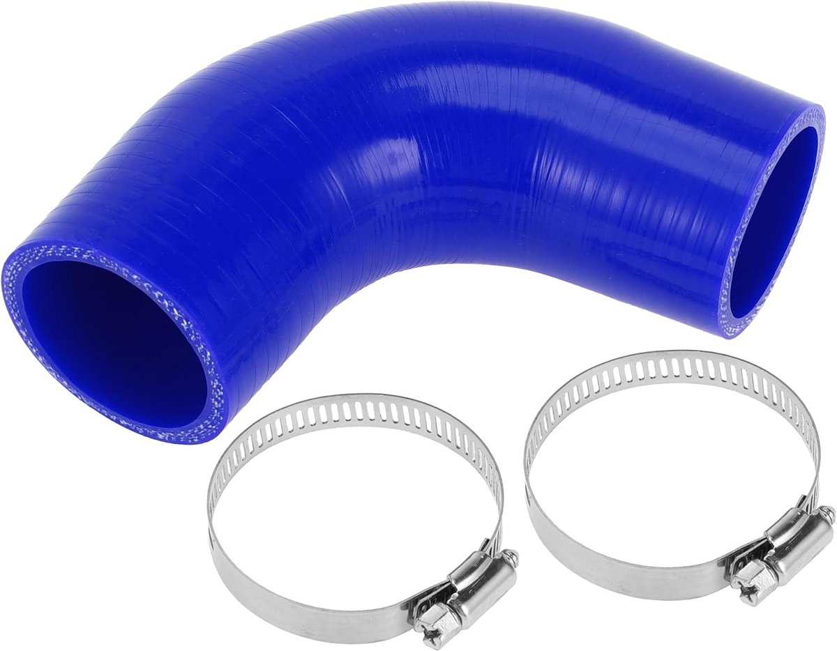 Dailygoods- Siliconen Slang 90 Graden - Binnendiameter 45mm - Lengte 90mm - Meerlaags Geweven - Hoge Temperatuur Bestendig - Blauw - Koelslang