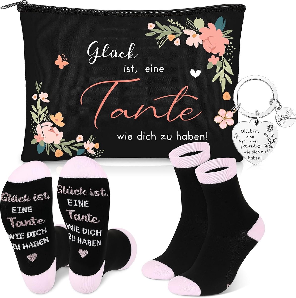Cadeau Voor Tante Glück Ist Eine Tante Wie Dich Zu Haben Cosmetische Tas Hartvormige Sleutelhanger Sokken Cadeau Voor Verjaardag Kerstmis Thanksgiving