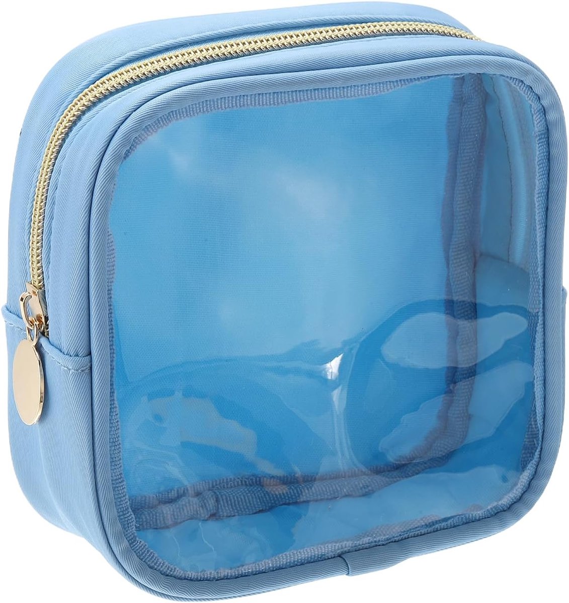 Transparante make-uptas, kleine cosmeticatas, transparante toilettas, organizer met ritssluiting, draagbare make-uptas voor dagelijks gebruik, reizen, mini, blauw